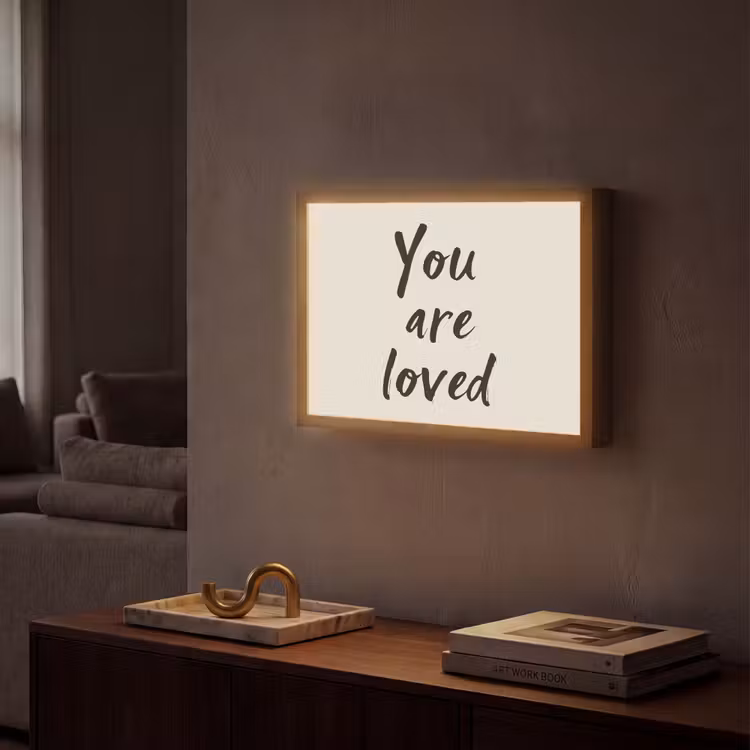 Minimalistisch - Beige - Love Light Box met batterij (Wandlamp) middel -sfeer1