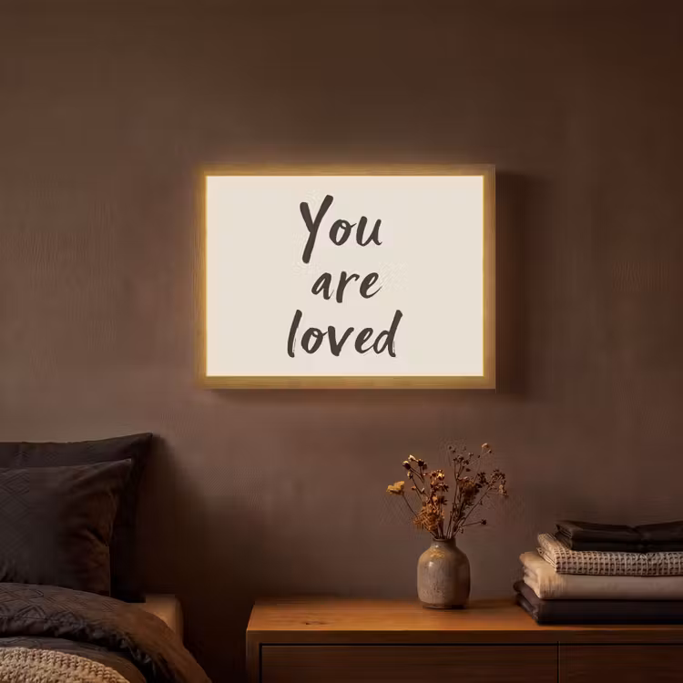Minimalistisch - Beige - Love Light Box met batterij (Wandlamp) middel -sfeer4