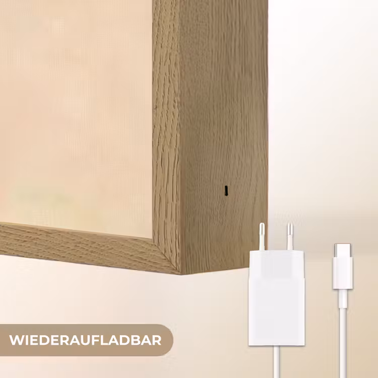 Minimalistisch - Bloem - Bladeren - Beige Light Box met batterij (Wandlamp) middel -USP_websiteoplaadbaarDE