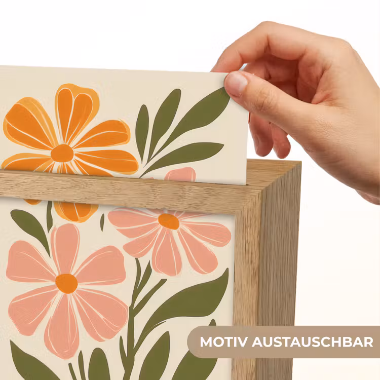 Minimalistisch - Bloemen - Bladeren - Roze Light Box met kabel (Wandlamp) klein -USP_websiteprintDE