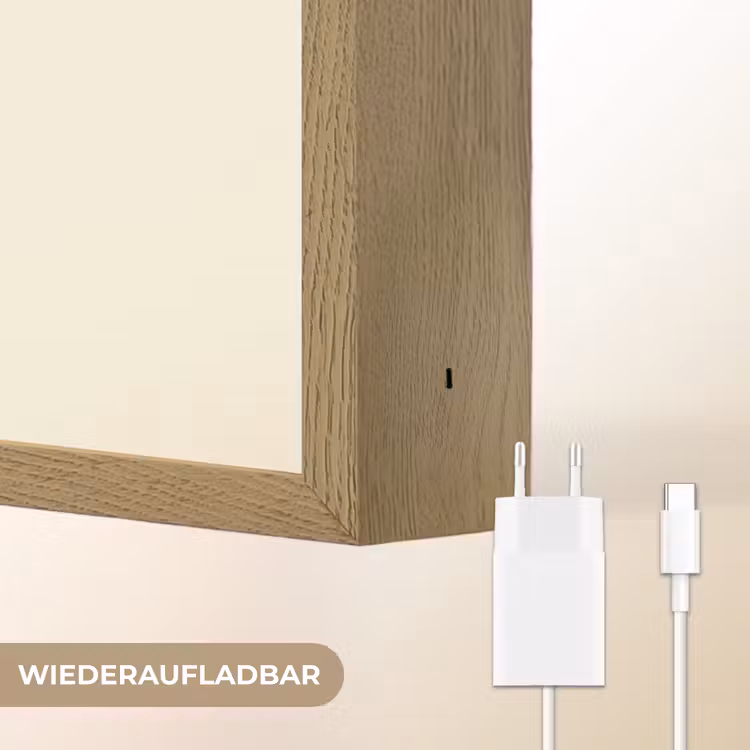 Minimalistisch - Gezicht - Hand - Oranje - Blauw Light Box met batterij (Wandlamp) middel -USP_websiteoplaadbaarDE