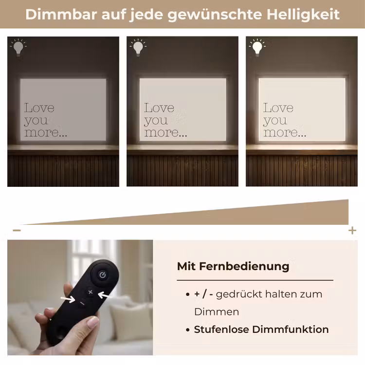 Minimalistisch - Love - Beige Light Box met batterij (Wandlamp) middel -USP_dimbaarDE