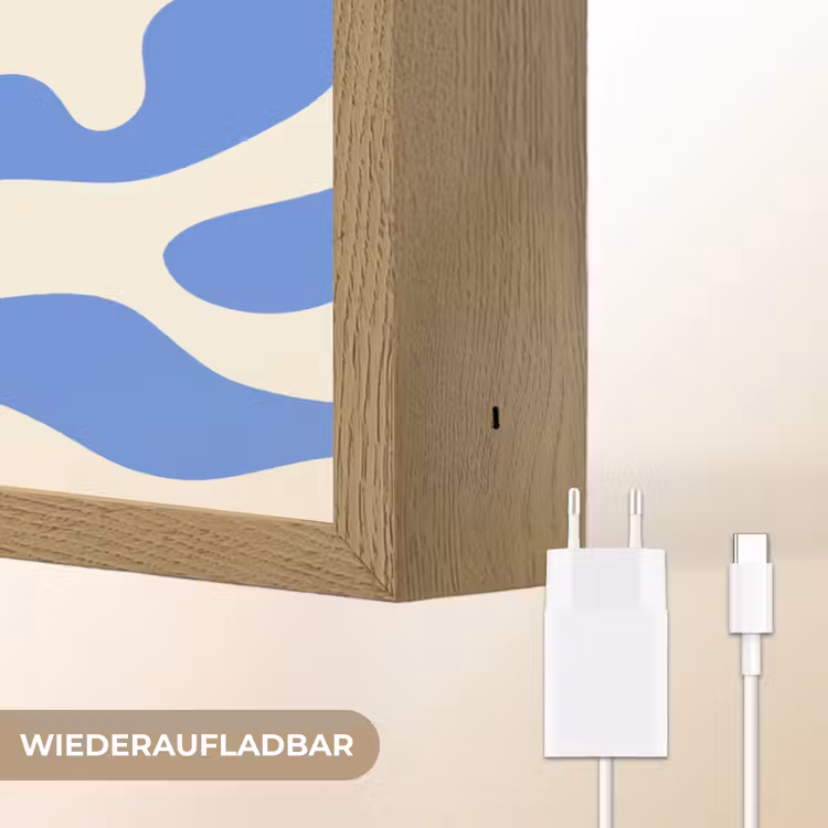 Minimalistisch - Organisch patroon - Blauw Light Box met batterij (Wandlamp) middel -USP_websiteoplaadbaarDE
