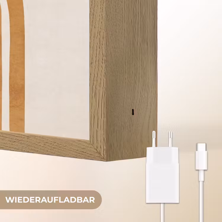 Minimalistisch - Boog - Lijnen - Beige Light Box met batterij (Wandlamp) middel -USP_websiteoplaadbaarDE