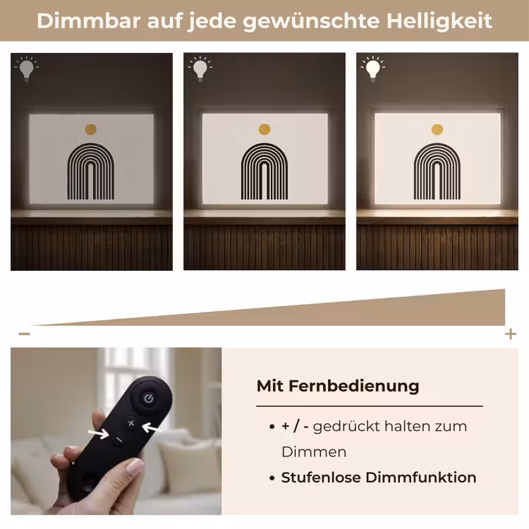 Minimalistisch - Zwarte boog - Gouden cirkel Light Box met batterij (Wandlamp) middel -USP_dimbaarDE