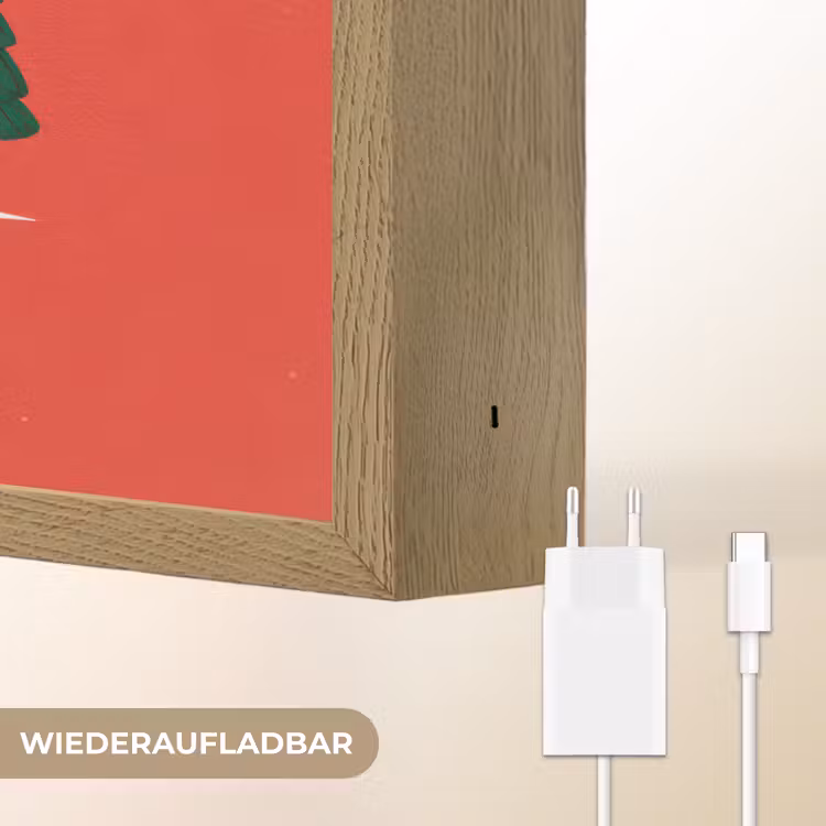 Minimalistisch - Kerstbomen - Rood - Sneeuw Light Box met batterij (Wandlamp) middel -USP_websiteoplaadbaarDE