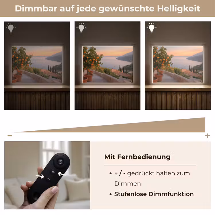 Middelandse zee - Sinaasappel - Heuvels - Zee Light Box met batterij (Wandlamp) middel -USP_dimbaarDE