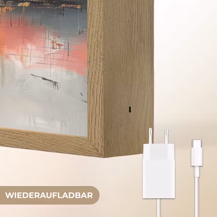 Modern - Abstract - Goud - Roze Light Box met batterij (Wandlamp) middel -USP_websiteoplaadbaarDE