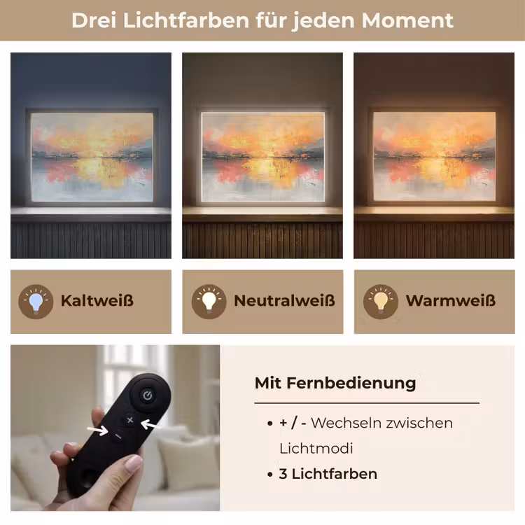 Modern - Abstract - Goud - Roze Light Box met batterij (Wandlamp) middel -USP_lichtkleurDE