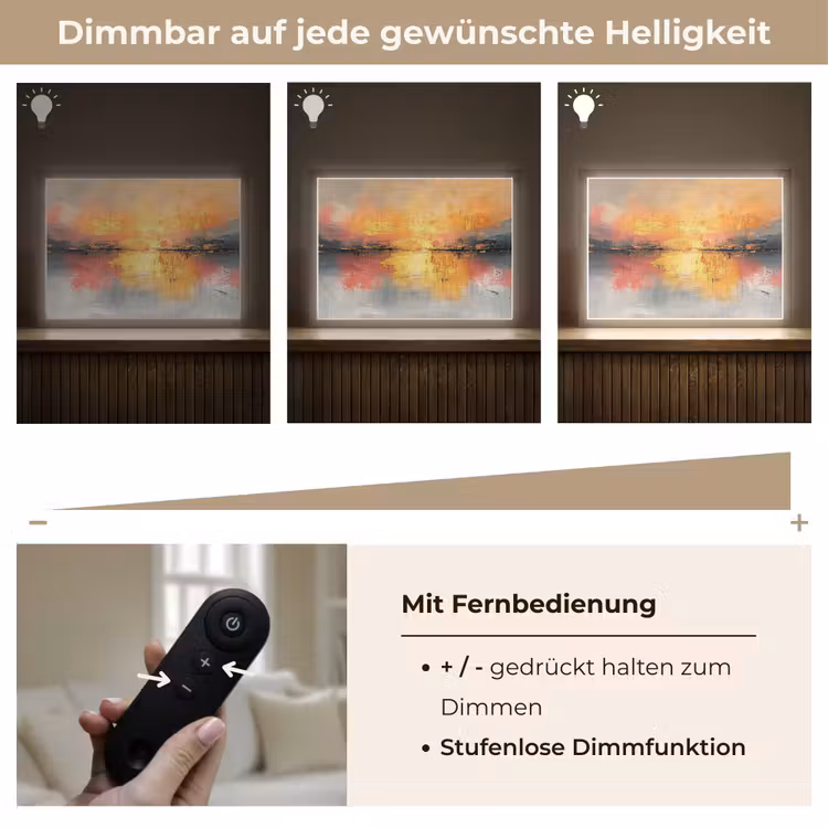 Modern - Abstract - Goud - Roze Light Box met batterij (Wandlamp) middel -USP_dimbaarDE