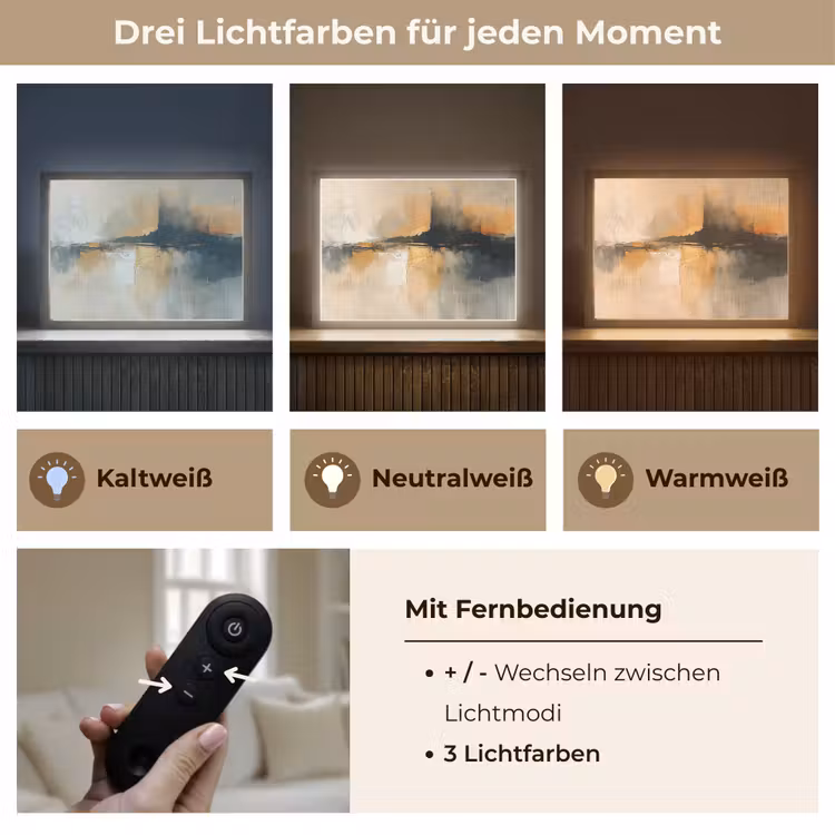 Modern - Abstract - Goud - Zwart Light Box met batterij (Wandlamp) middel -USP_lichtkleurDE