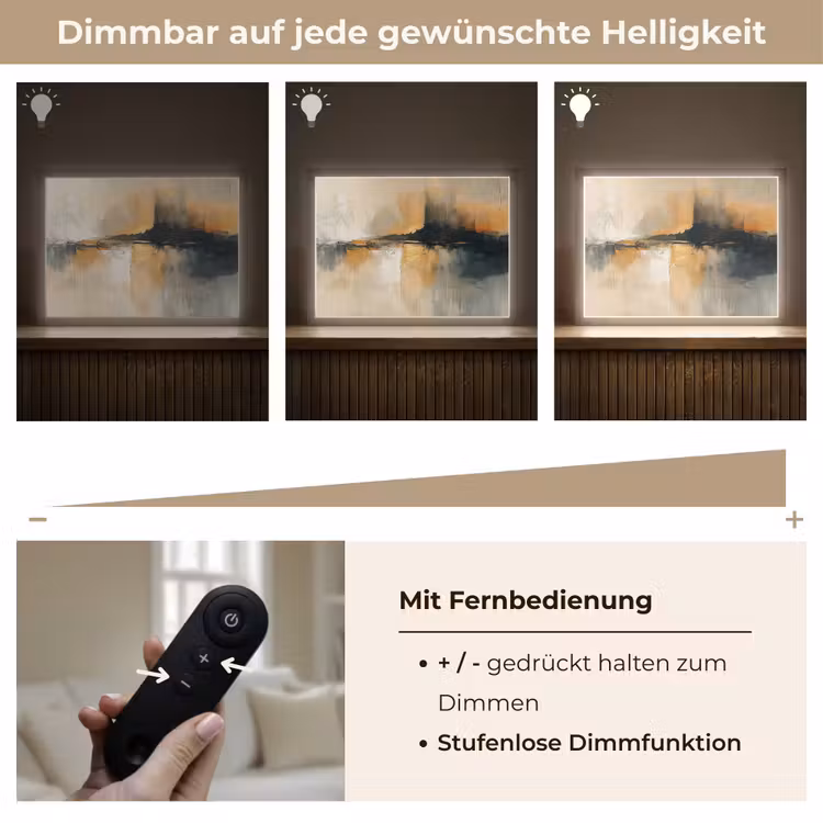 Modern - Abstract - Goud - Zwart Light Box met batterij (Wandlamp) middel -USP_dimbaarDE