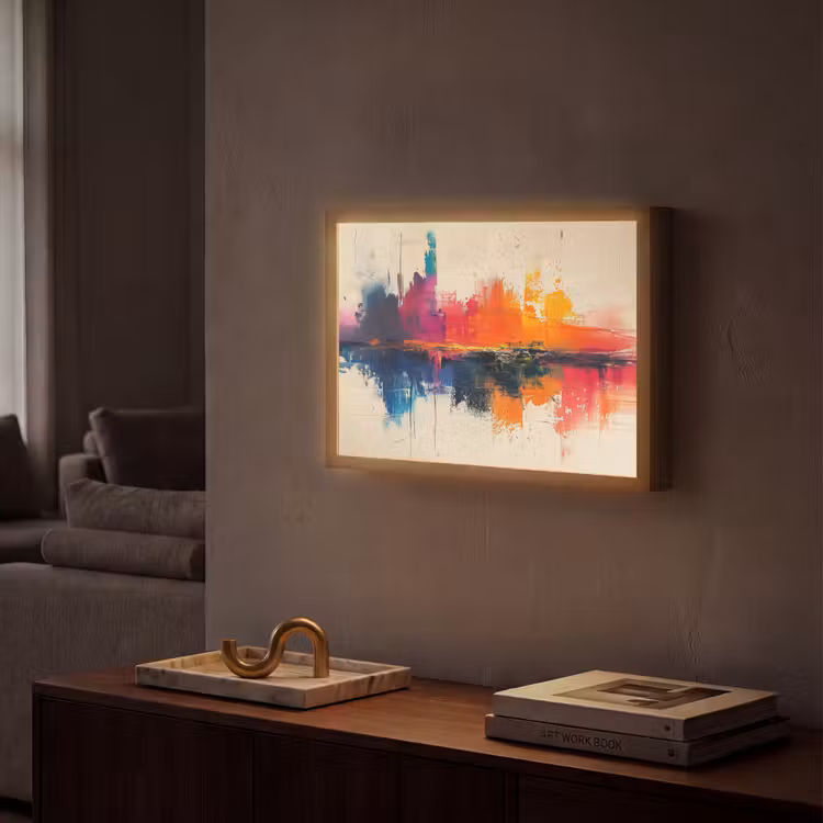 Modern - Verf - Kunst - Kleurrijk Light Box met batterij (Wandlamp) middel -sfeer1