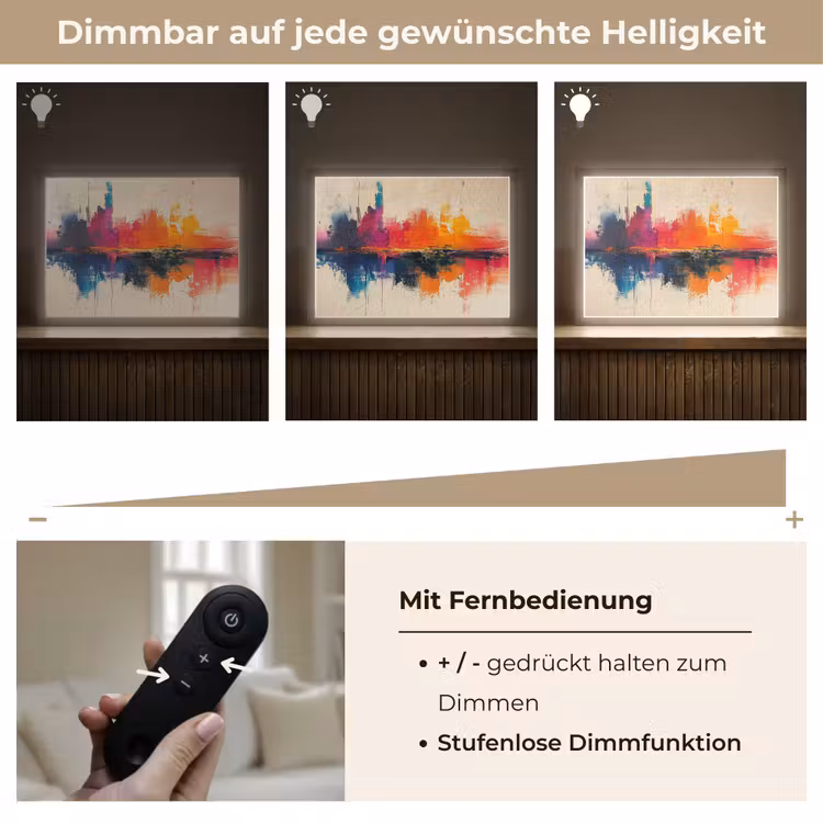 Modern - Verf - Kunst - Kleurrijk Light Box met batterij (Wandlamp) middel -USP_dimbaarDE