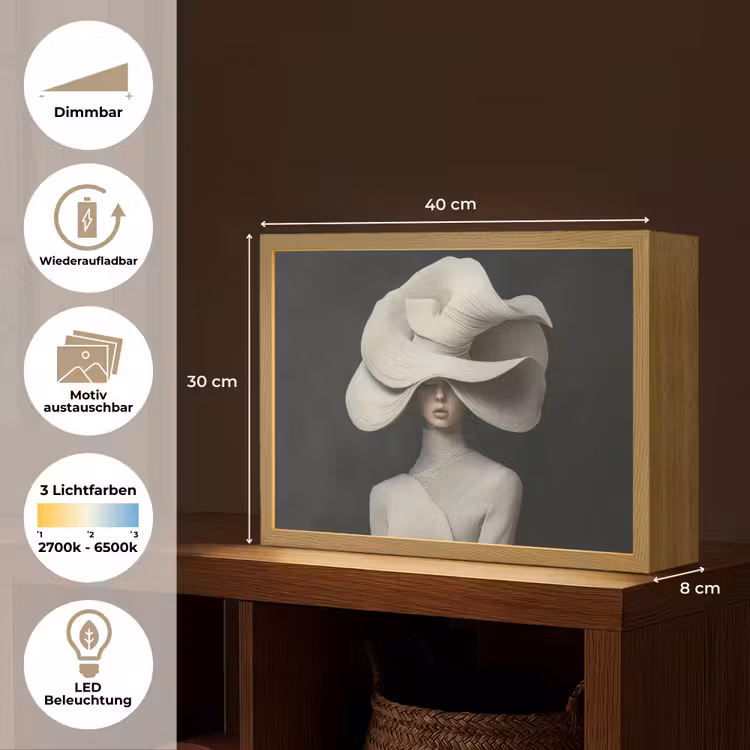 Modern - Vrouw - Hoed Light Box met batterij (Wandlamp) middel -USP_websiteoverzichtDE