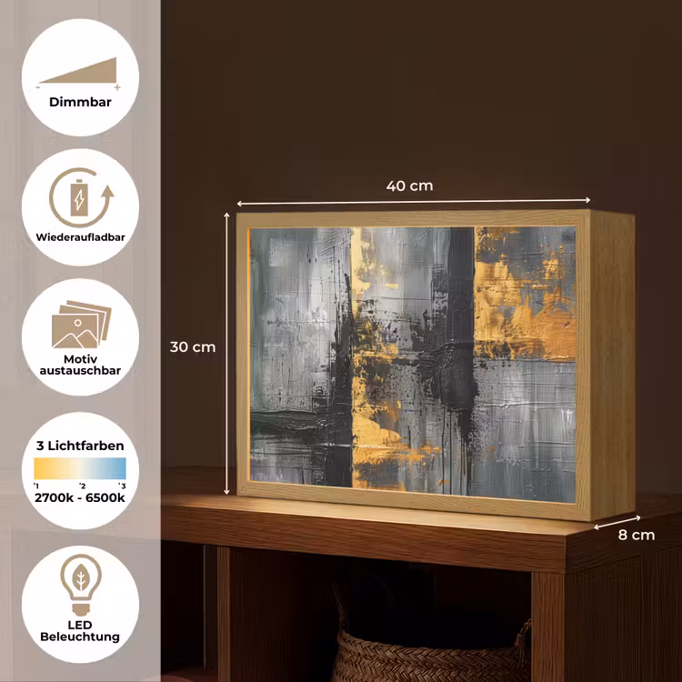 Modern - Goud - Grijs - Patroon Light Box met batterij (Wandlamp) middel -USP_websiteoverzichtDE