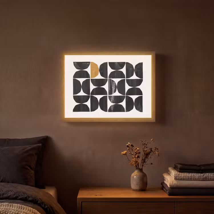 Modern - Halve cirkel - Goud - Zwart Light Box met batterij (Wandlamp) middel -sfeer4