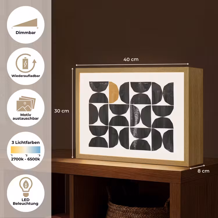Modern - Halve cirkel - Goud - Zwart Light Box met batterij (Wandlamp) middel -USP_websiteoverzichtDE