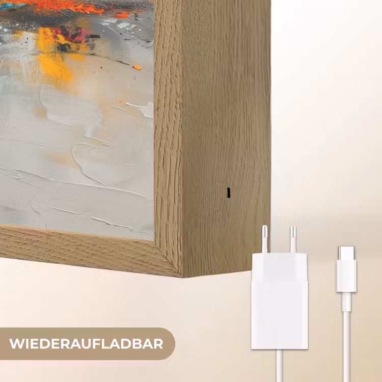 Modern - Oranje - Grijs - Kunst Light Box met batterij (Wandlamp) middel -USP_websiteoplaadbaarDE