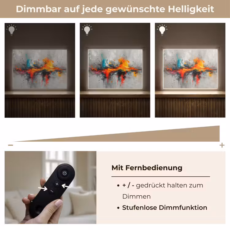 Modern - Oranje - Grijs - Kunst Light Box met batterij (Wandlamp) middel -USP_dimbaarDE