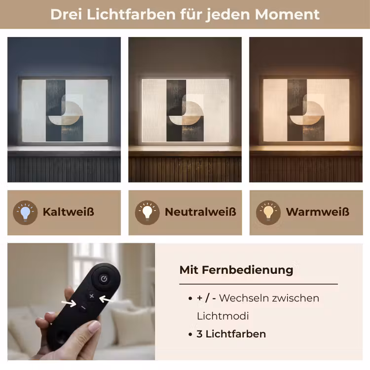 Modern - Vierkant - Vormen Light Box met batterij (Wandlamp) middel -USP_lichtkleurDE
