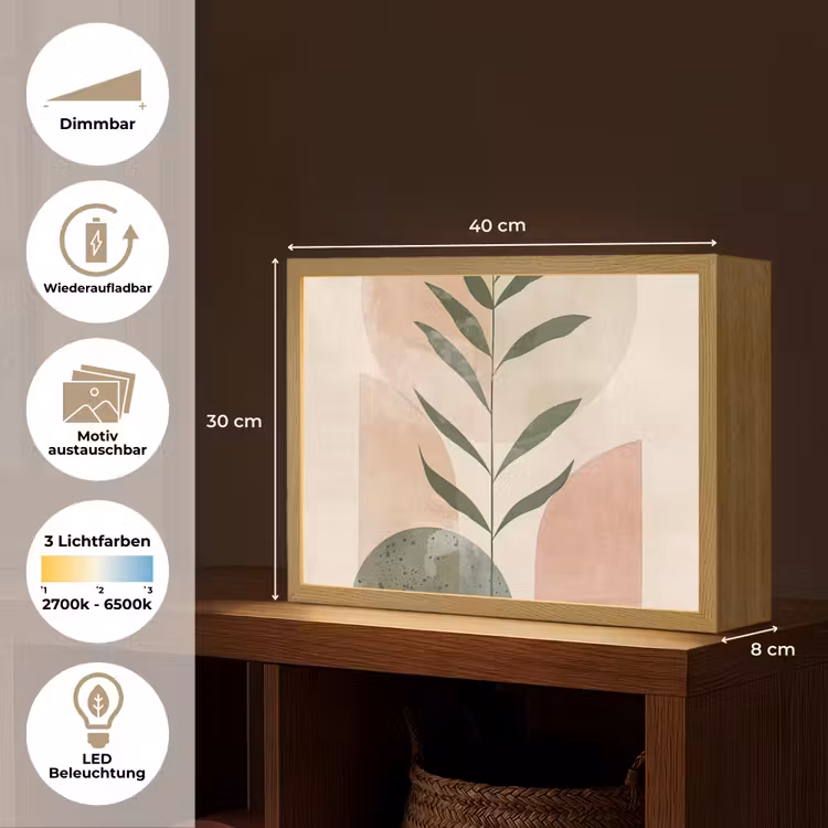 Modern - Roze - Groen - Natuur - Aesthetic Light Box met batterij (Wandlamp) middel -USP_websiteoverzichtDE