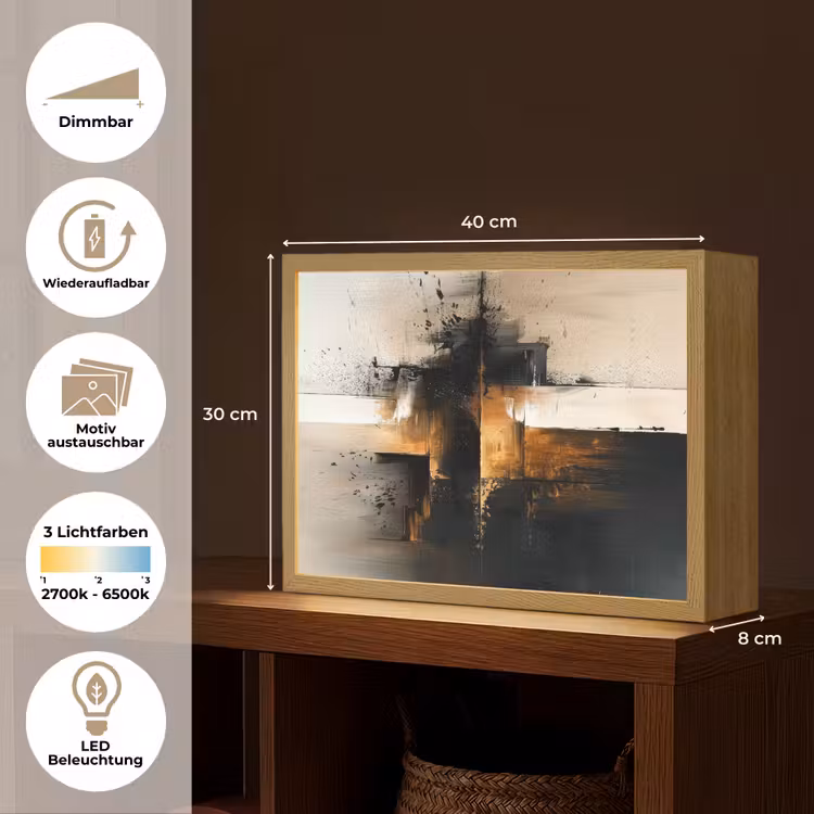 Modern - Zwart - Verf - Goud Light Box met batterij (Wandlamp) middel -USP_websiteoverzichtDE