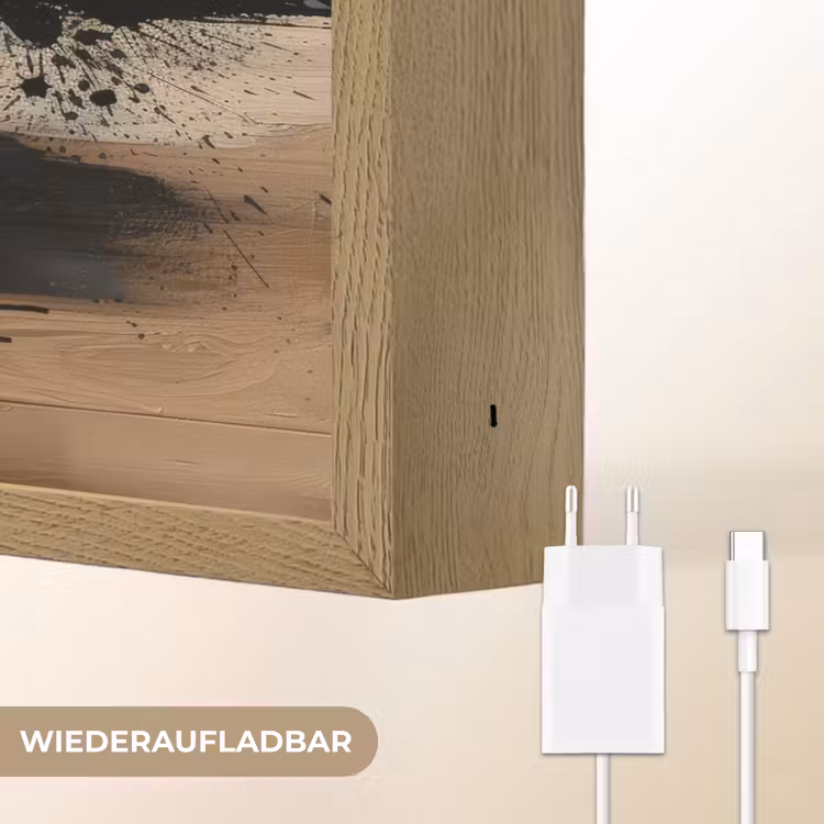 Modern - Zwart - Goud - Verf Light Box met batterij (Wandlamp) middel -USP_websiteoplaadbaarDE