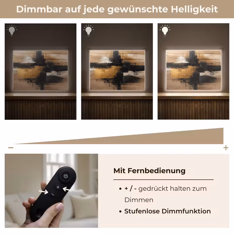 Modern - Zwart - Goud - Verf Light Box met batterij (Wandlamp) middel -USP_dimbaarDE