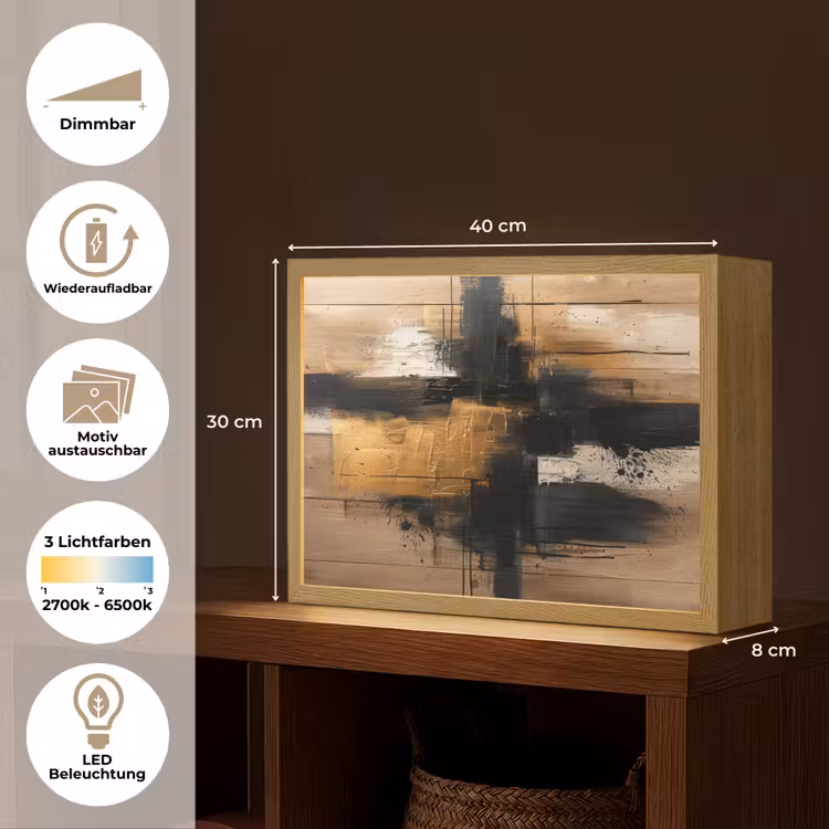 Modern - Zwart - Goud - Verf Light Box met batterij (Wandlamp) middel -USP_websiteoverzichtDE