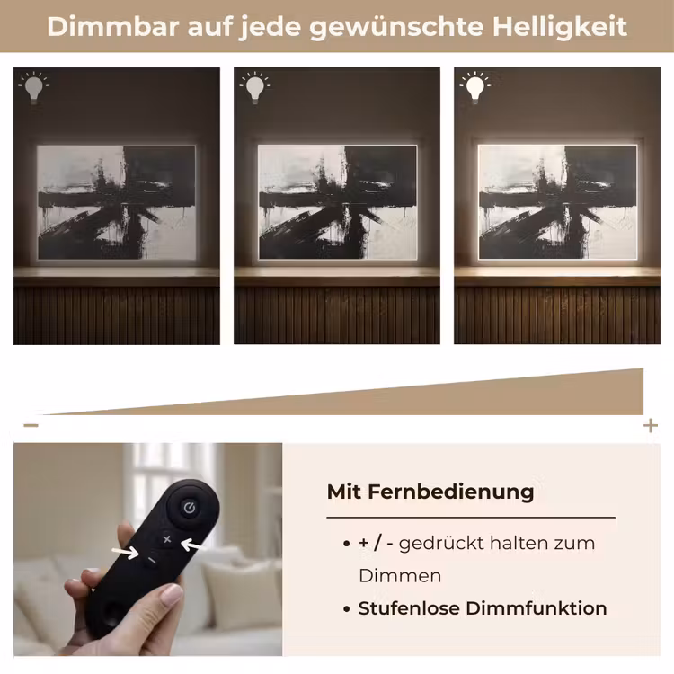 Modern - Zwart wit - Abstract - Kunst Light Box met batterij (Wandlamp) middel -USP_dimbaarDE
