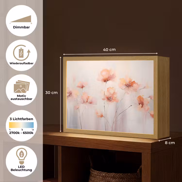 Klaproos - Bloemen - Kunst - Abstract - Watercolor Light Box met batterij (Wandlamp) middel -USP_websiteoverzichtDE