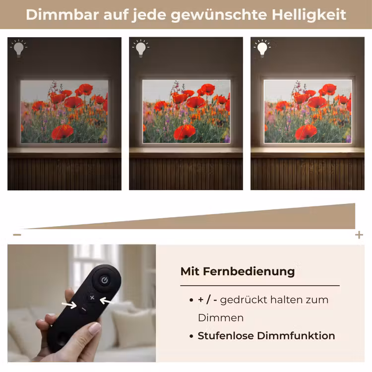 Klaproos - Bloemen - Rood - Paars - Weide Light Box met batterij (Wandlamp) middel -USP_dimbaarDE