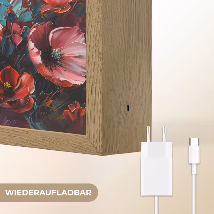 Klaprozen - Roze - Bloemen - Botanisch - Kunst Light Box met batterij (Wandlamp) middel -USP_websiteoplaadbaarDE