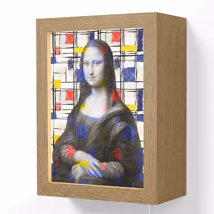 Mona Lisa - Mondriaan - Oude Meesters Light Box met kabel (Wandlamp) klein -3d