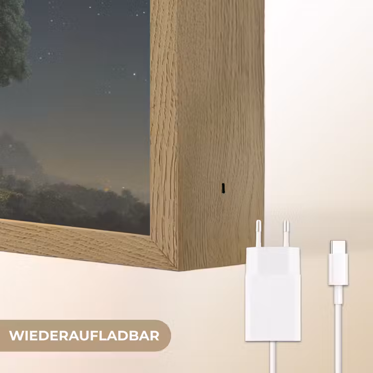 Maan - Bomen - Rust Light Box met batterij (Wandlamp) middel -USP_websiteoplaadbaarDE