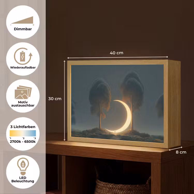 Maan - Bomen - Wandeling Light Box met batterij (Wandlamp) middel -USP_websiteoverzichtDE