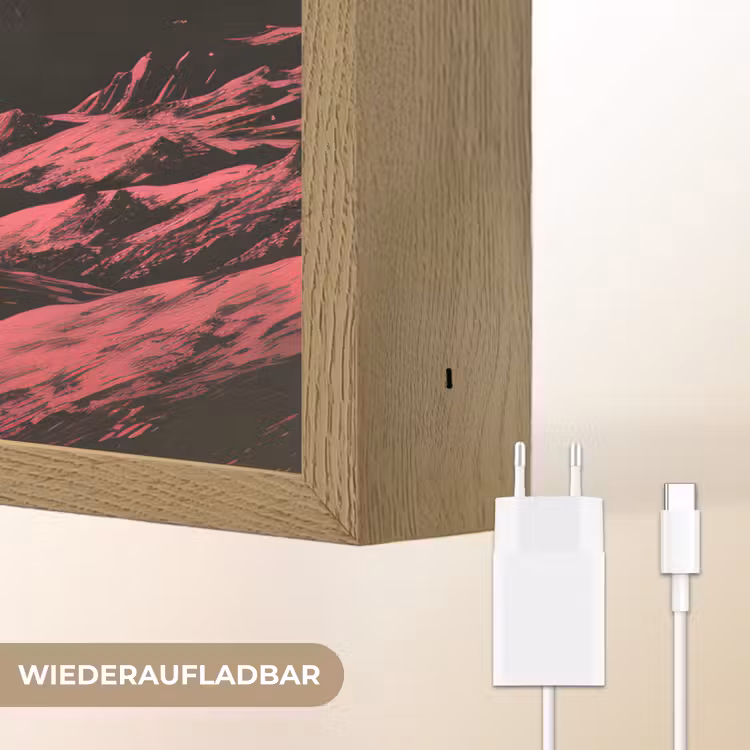 Maan - Felroze - Bergen - Rivier Light Box met batterij (Wandlamp) middel -USP_websiteoplaadbaarDE