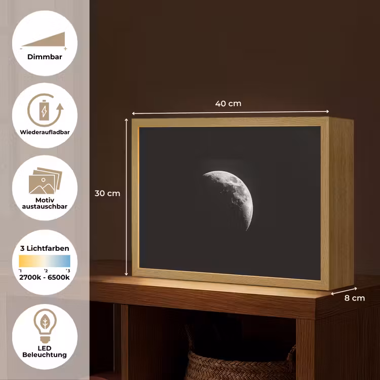 Maan - Hemel - Zwart - Schaduw Light Box met batterij (Wandlamp) middel -USP_websiteoverzichtDE