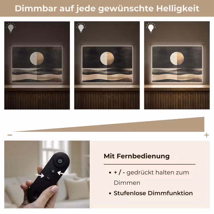 Maan - Cirkel - Goud Light Box met batterij (Wandlamp) middel -USP_dimbaarDE
