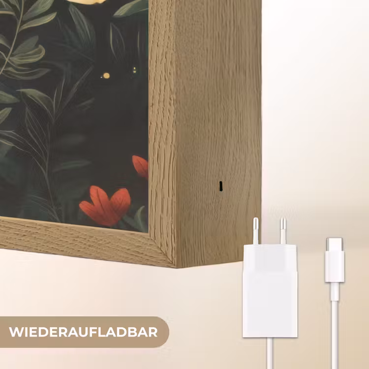 Maan - Quote - Bloemen - Sterren Light Box met batterij (Wandlamp) middel -USP_websiteoplaadbaarDE