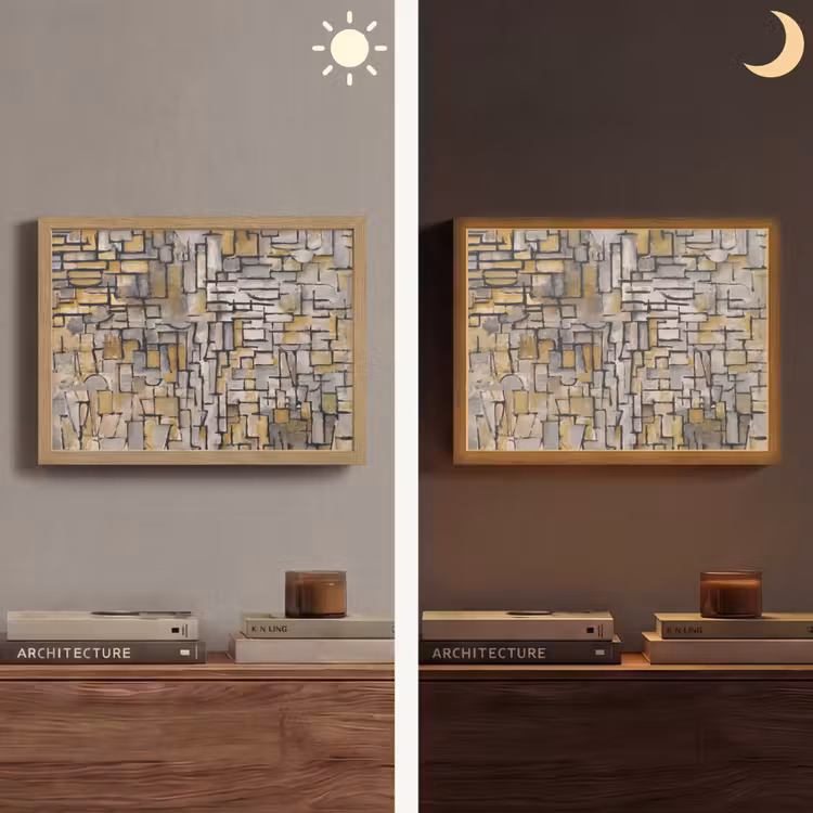 Mondriaan - Kunst - Oude meesters - Tableau I Light Box met batterij (Wandlamp) middel -sfeer3