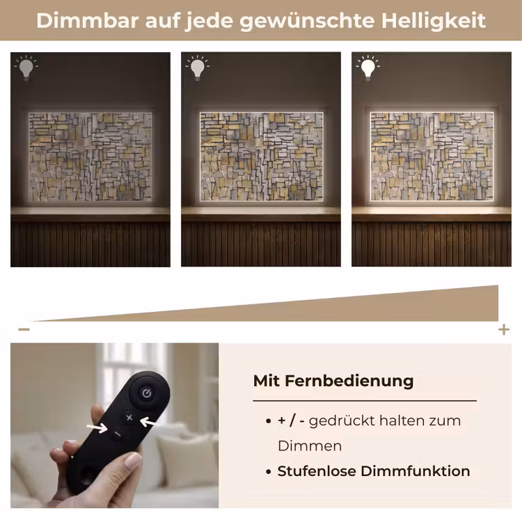 Mondriaan - Kunst - Oude meesters - Tableau I Light Box met batterij (Wandlamp) middel -USP_dimbaarDE