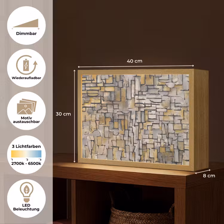 Mondriaan - Kunst - Oude meesters - Tableau I Light Box met batterij (Wandlamp) middel -USP_websiteoverzichtDE
