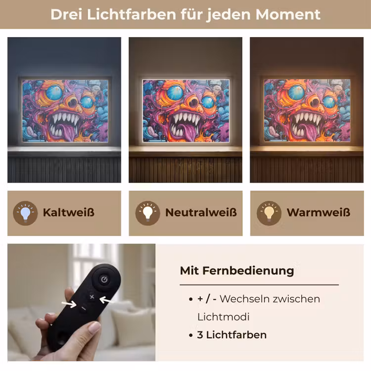 Monster - Graffiti - Kleuren - Oranje Light Box met batterij (Wandlamp) middel -USP_lichtkleurDE