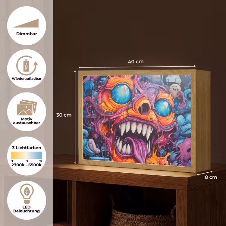 Monster - Graffiti - Kleuren - Oranje Light Box met batterij (Wandlamp) middel -USP_websiteoverzichtDE