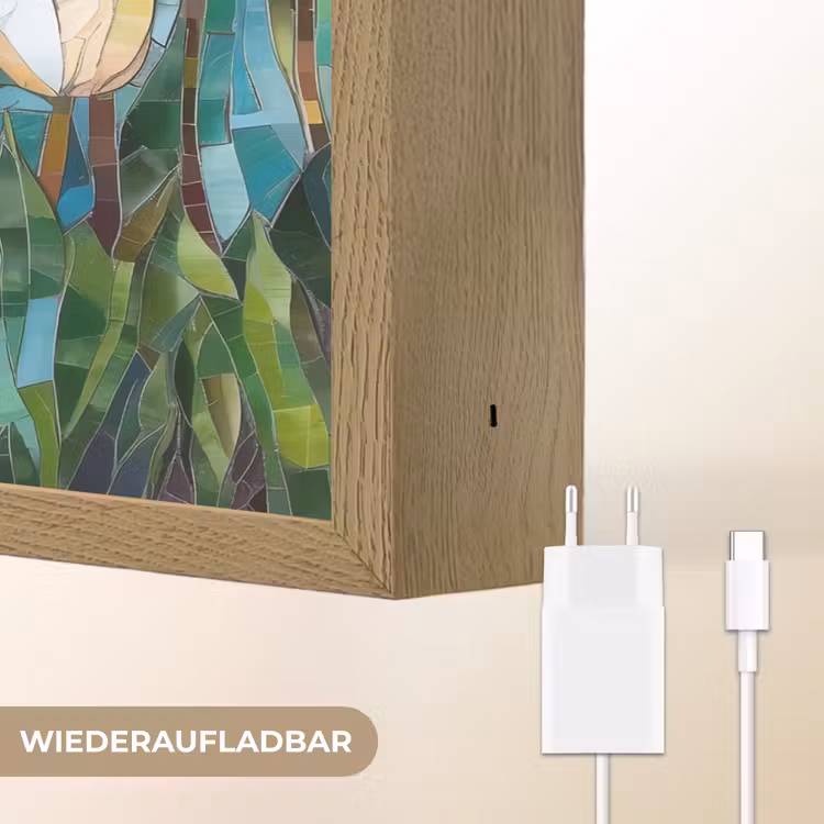 Mozaïek - Veld - Tulpen - Kleurrijk Light Box met batterij (Wandlamp) middel -USP_websiteoplaadbaarDE