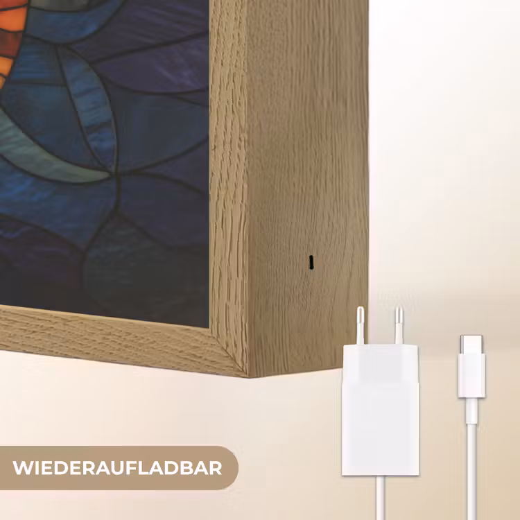 Mozaïek - Glas - Maan - Donkerblauw Light Box met batterij (Wandlamp) middel -USP_websiteoplaadbaarDE