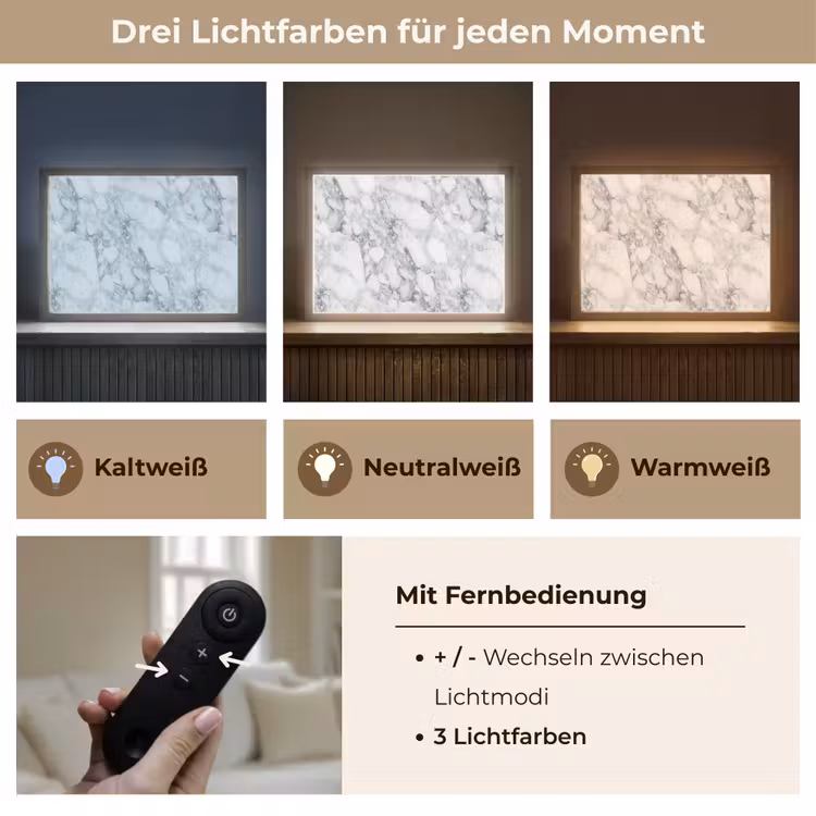 Mozaïek - Marmer - Wit - Onregelmatig Light Box met batterij (Wandlamp) middel 907 -USP_lichtkleurDE
