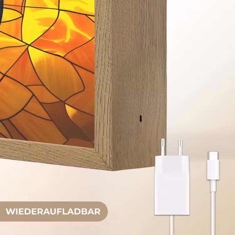 Mozaïek - Zon - Geel - Cirkel Light Box met batterij (Wandlamp) middel -USP_websiteoplaadbaarDE